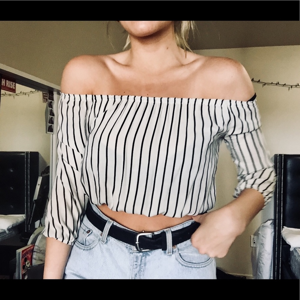 Brandy Melville Off The Shoulder Stripe Top